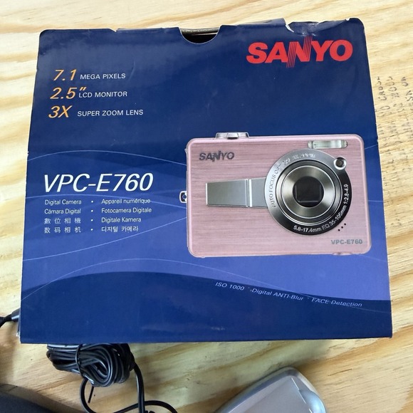 SANYO Other - Sanyo VPC-E760 7.1MP Digital Camera Pink CCD Complete In Box Tested